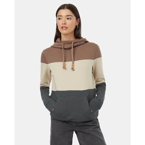 TenTree Banshee Hoodie Women Large Brown Green Colorblock Organic Cotton Neutral - Picture 1 of 12
